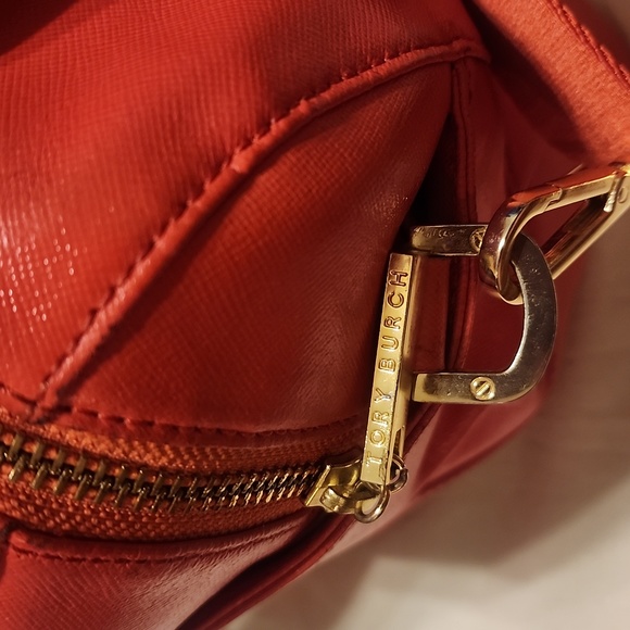 Tory Burch Dark Salmon Leather Robinson Midi Satchel - Picture 10 of 16